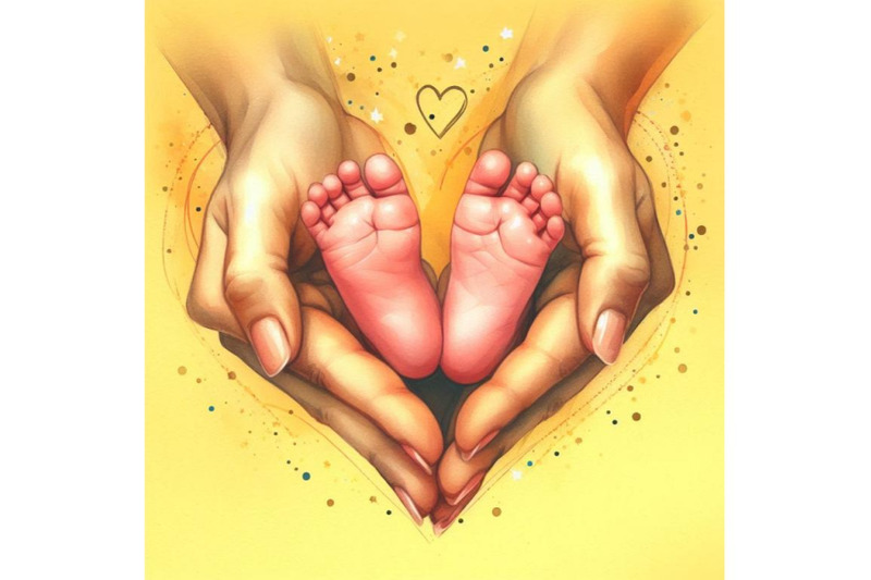 bundle-of-baby-feet-in-mother-hands-hearth-shape