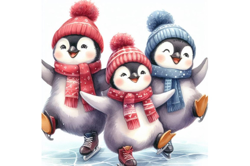 bundle-of-penguins-ice-skating