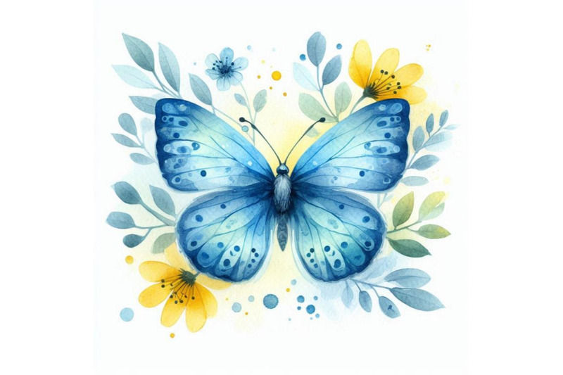 bundle-of-blue-butterfly-on-a-white-background