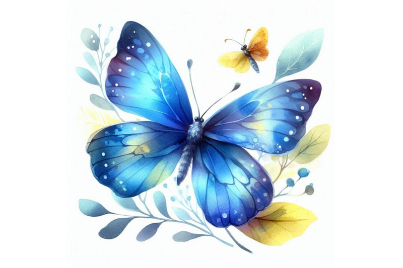 bundle-of-blue-butterfly-on-a-white-background