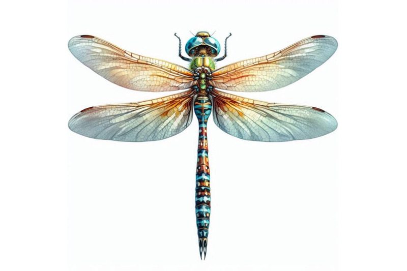 bundle-of-beautiful-big-dragonfly-isolated-on-white-background