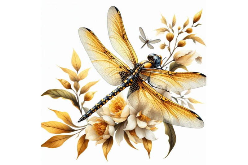 bundle-of-beautiful-big-dragonfly-isolated-on-white-background