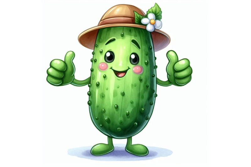 bundle-of-cartoon-cucumber-giving-thumbs-up