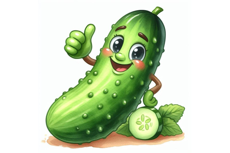 bundle-of-cartoon-cucumber-giving-thumbs-up