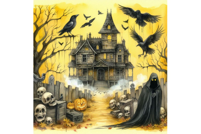 bundle-of-haunted-house-with-crows-and-horror-scene