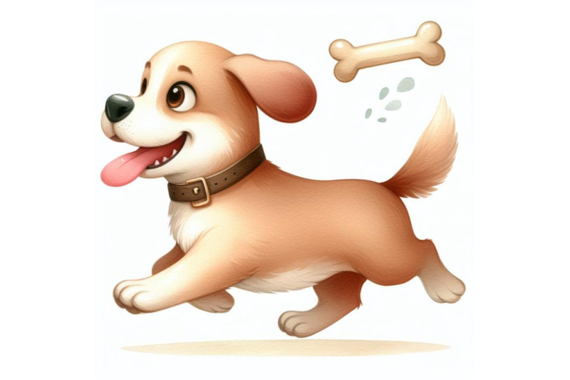 bundle-of-cartoon-dog-running-with-bone