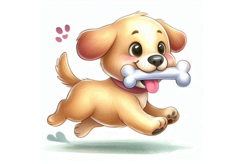 bundle-of-cartoon-dog-running-with-bone