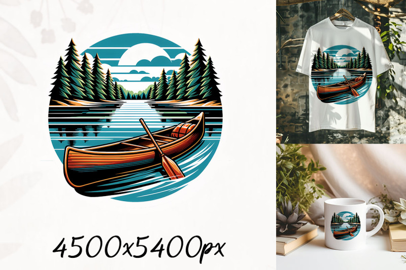 serene-canoe-lake-scene-png