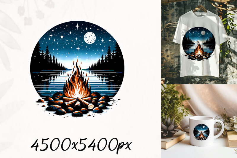 night-campfire-under-stars-png