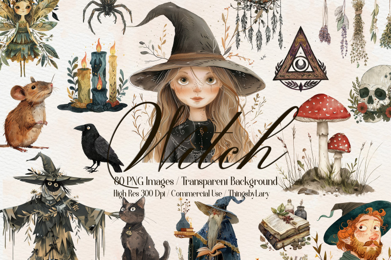 80-watercolor-fantasy-witch-png-clip-arts