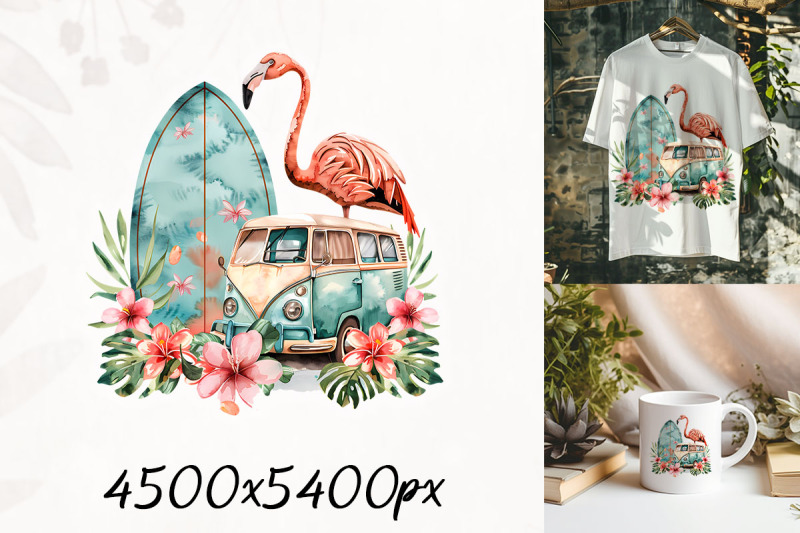 surfing-flamingo-by-vintage-van