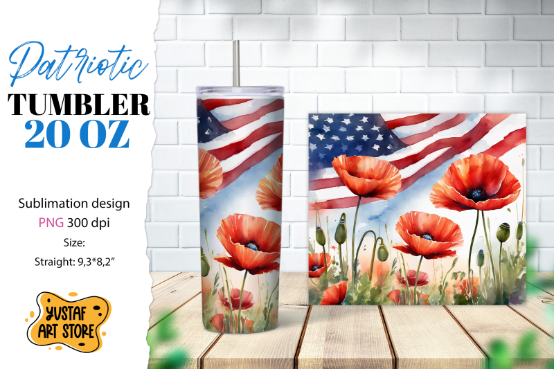 patriotic-tumbler-american-flag-and-poppy-flowers-design