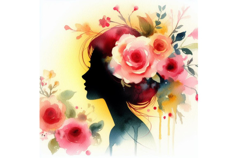 bundle-of-beautiful-girl-silhouette-with-rose