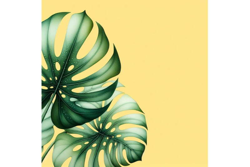 bundle-of-tropical-monstera-leaves-in-a-minimalist-style