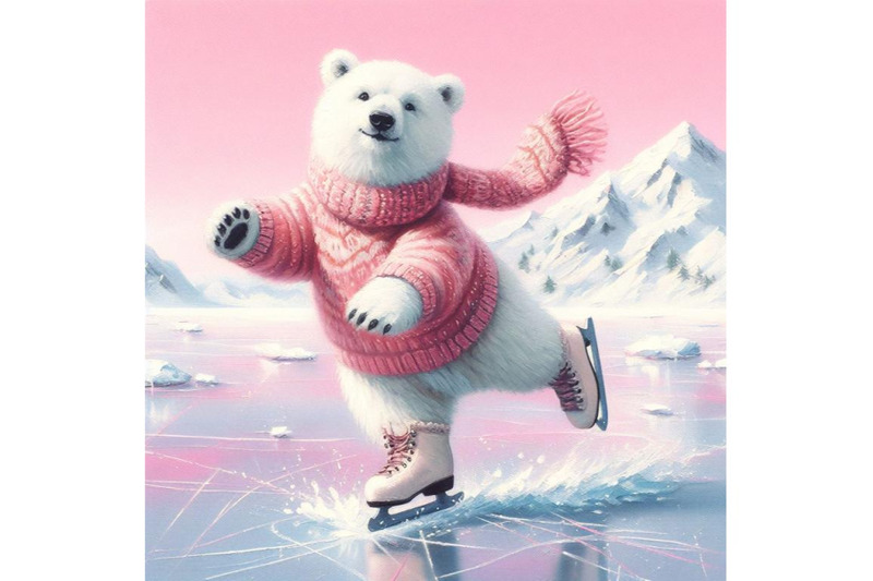 a-set-of-polarbear-ice-skating