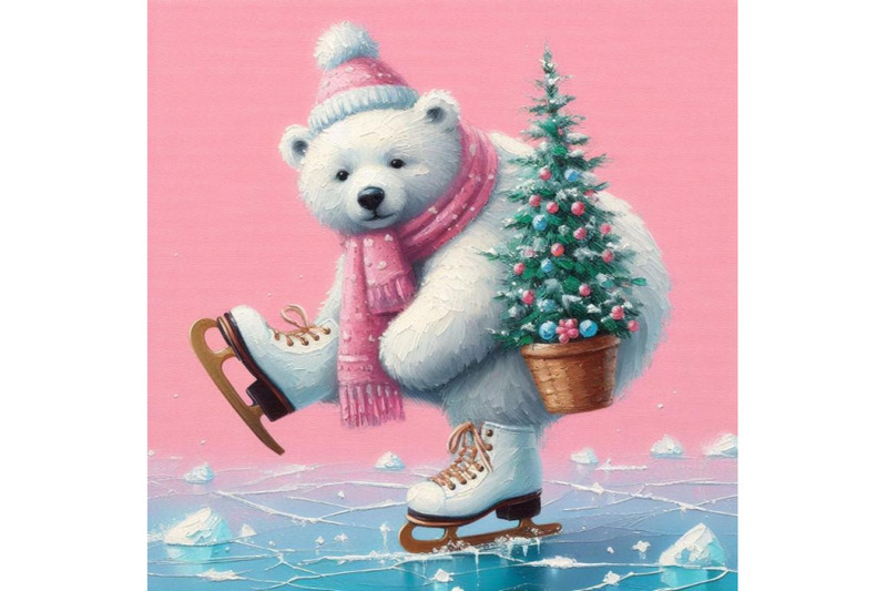 a-set-of-polarbear-ice-skating