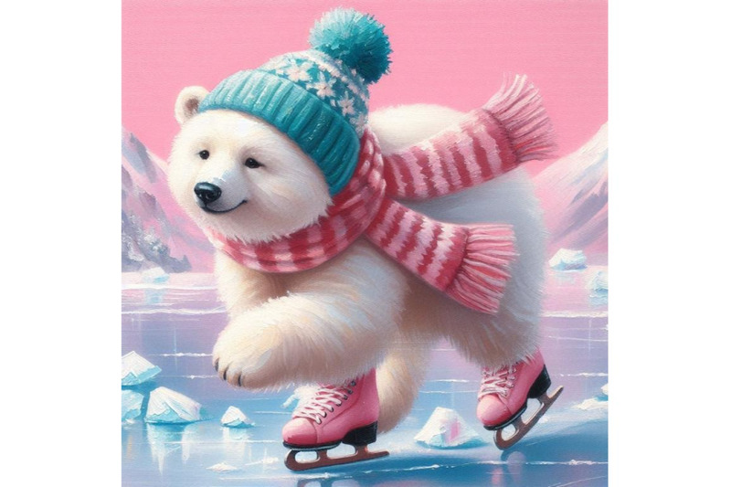 a-set-of-polarbear-ice-skating