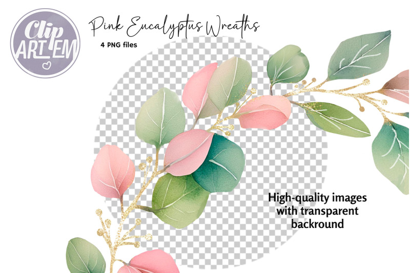 pink-green-eucalyptus-wreaths-clip-art-greenery-4-png-images-set