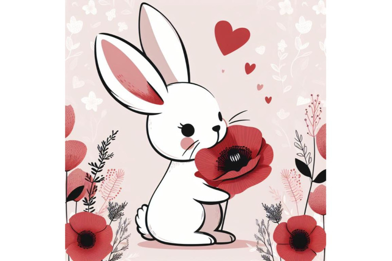 bundle-of-cute-bunny-holding-a-red-poppy