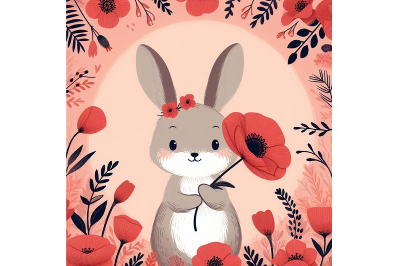 bundle-of-cute-bunny-holding-a-red-poppy