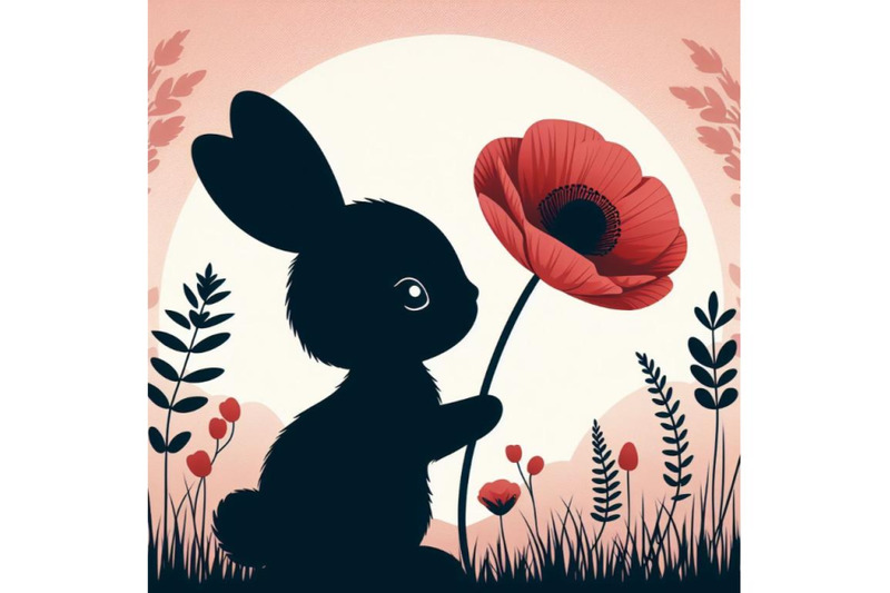 bundle-of-cute-bunny-holding-a-red-poppy