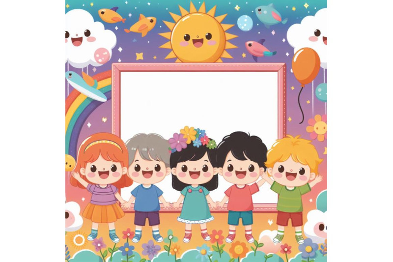 bundle-of-small-and-smile-colorful-kids-with-frame