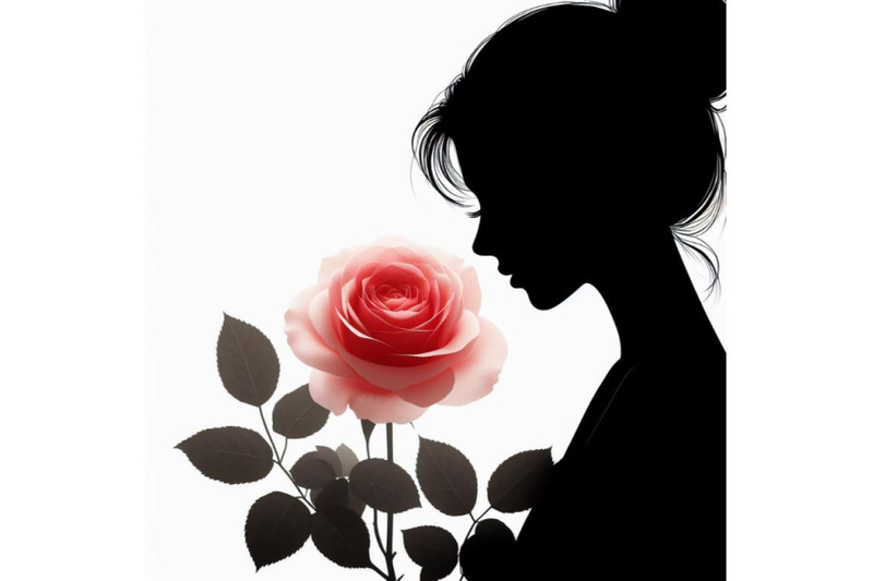 bundle-of-beautiful-girl-silhouette-with-rose