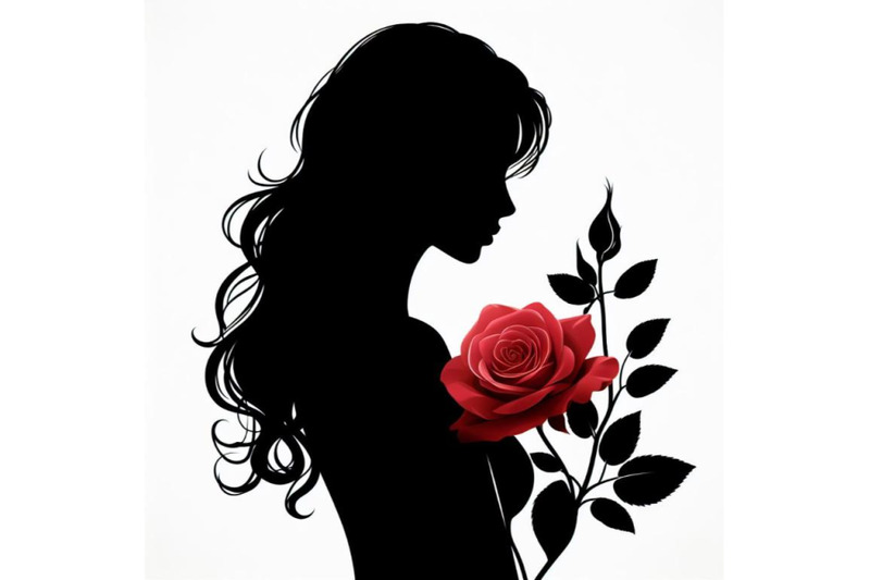 bundle-of-beautiful-girl-silhouette-with-rose