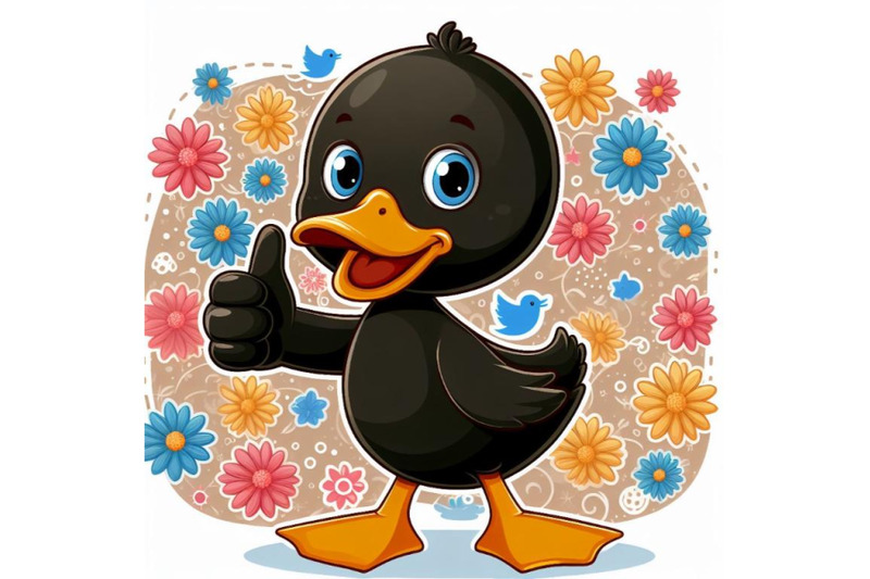 bundle-of-cute-baby-duck-cartoon-thumb-up