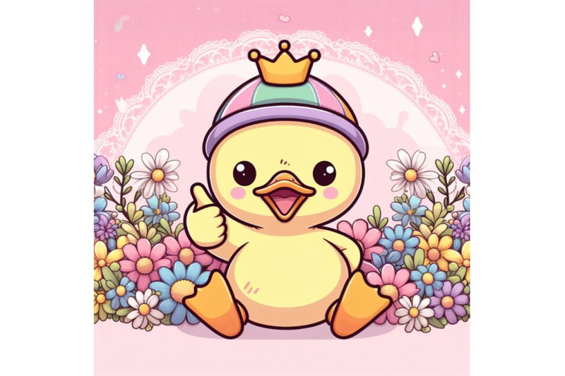 bundle-of-cute-baby-duck-cartoon-thumb-up