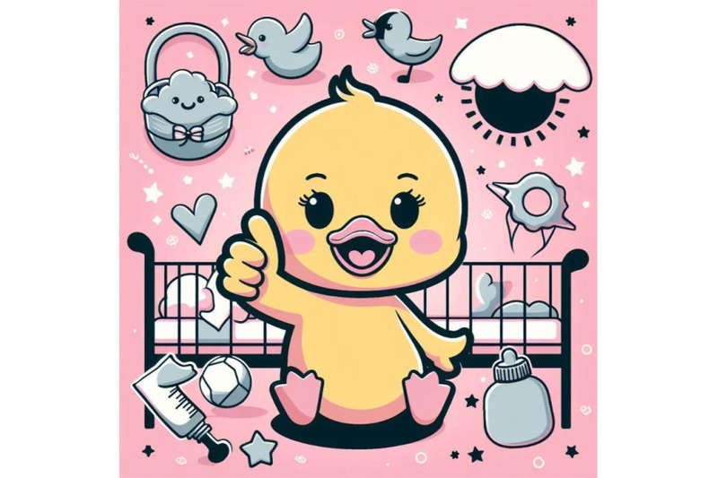 bundle-of-cute-baby-duck-cartoon-thumb-up