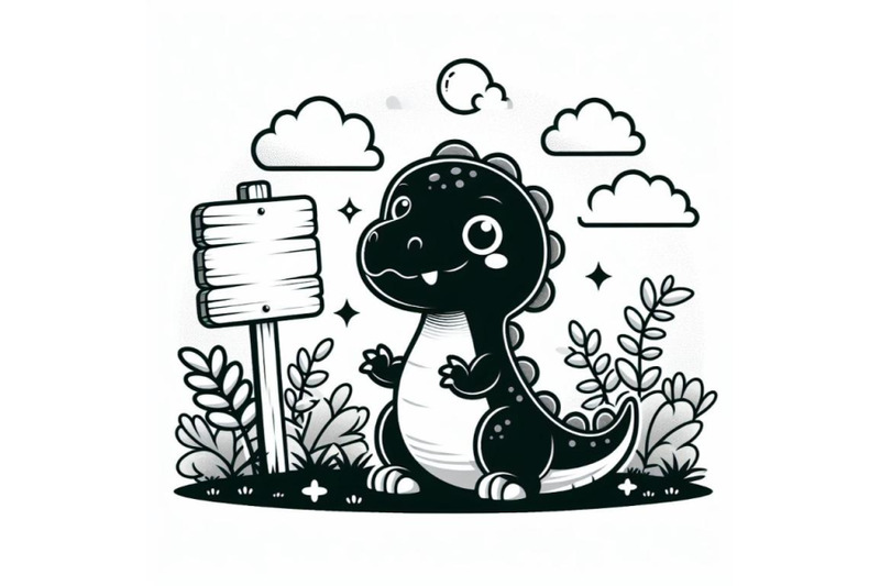 bundle-of-cute-dinosaur-cartoon-with-blank-sign