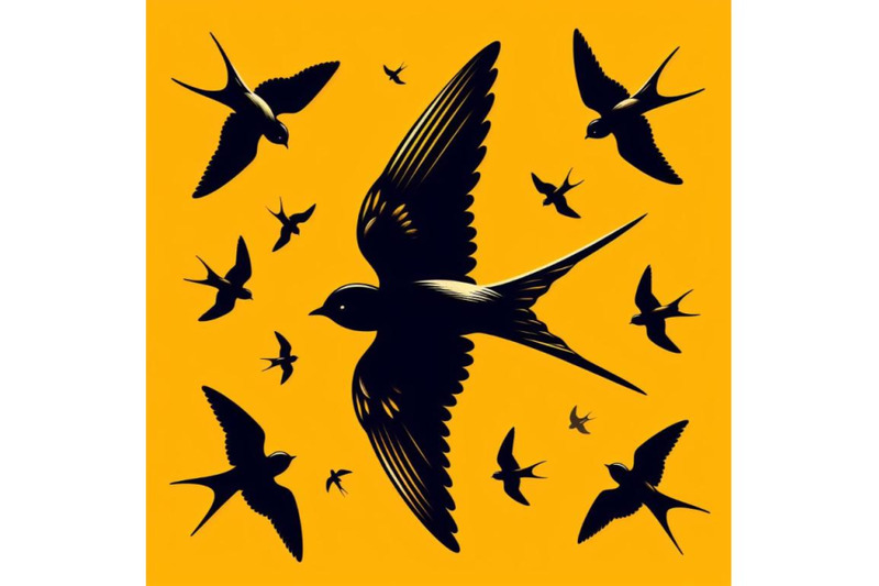 bundle-of-silhouette-of-flying-swallow