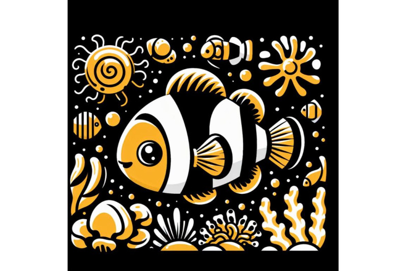 bundle-of-cute-clown-fish-cartoon