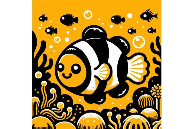 bundle-of-cute-clown-fish-cartoon