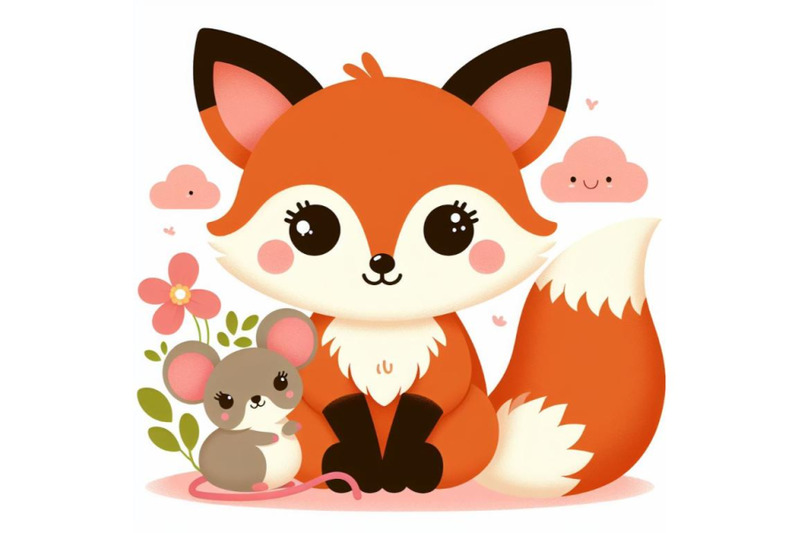 bundle-of-little-lovely-fox-with-mouse