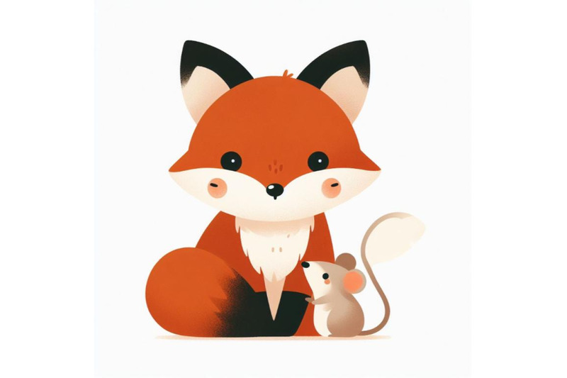 bundle-of-little-lovely-fox-with-mouse