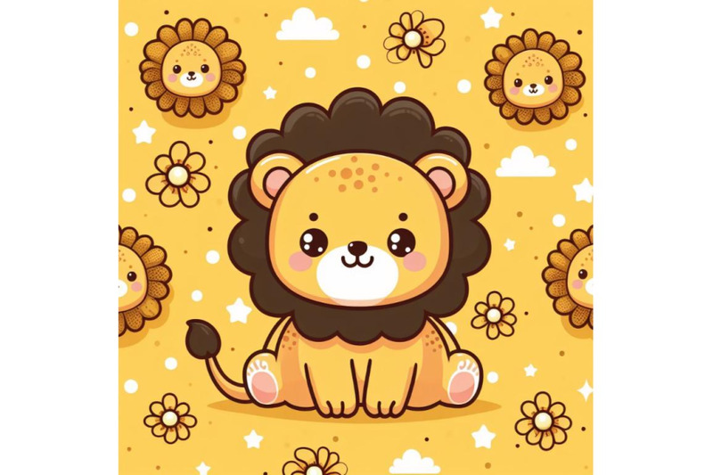 bundle-of-cute-lion-cartoon