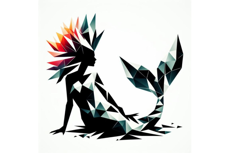 bundle-of-low-poly-mermaid-triangle-myth-creature