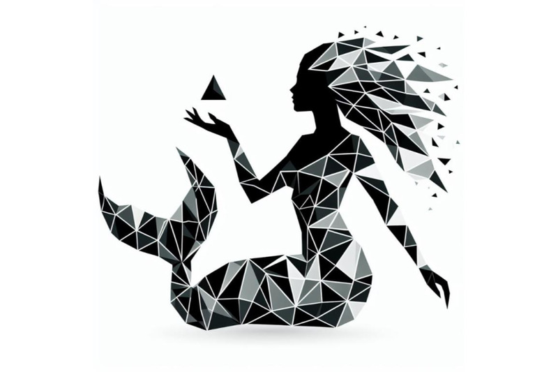 bundle-of-low-poly-mermaid-triangle-myth-creature