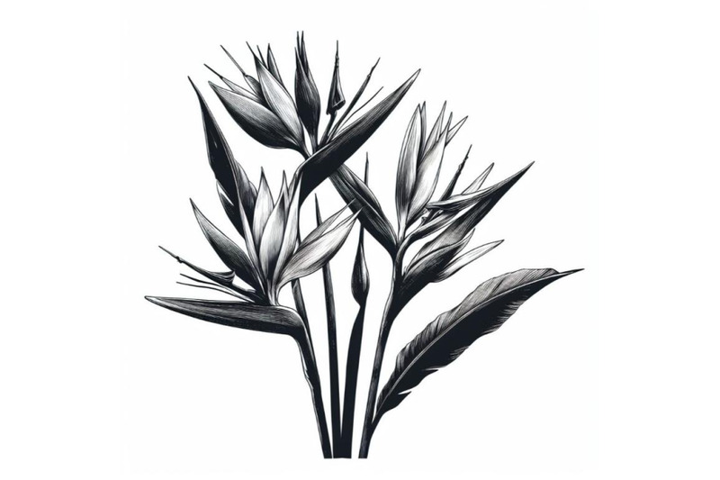 bundle-of-strelitzia-bouquet-hand-drawing