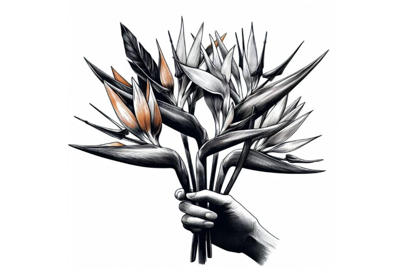 bundle-of-strelitzia-bouquet-hand-drawing