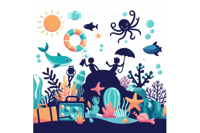 bundle-of-cartoon-graphic-summer-time-underwater