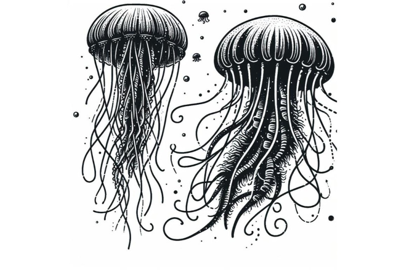 bundle-of-hand-drawn-vector-jellyfish-sea-marine-animal-collection