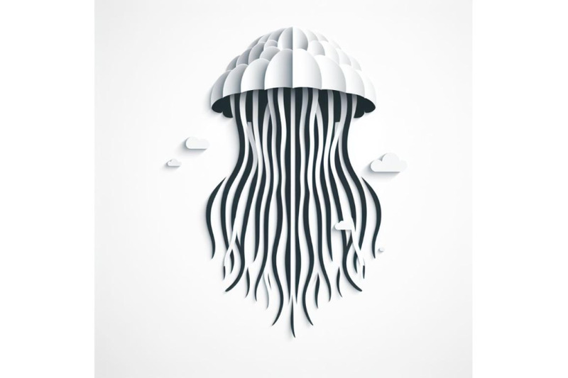 bundle-of-paper-cut-jellyfish-icon-isolated