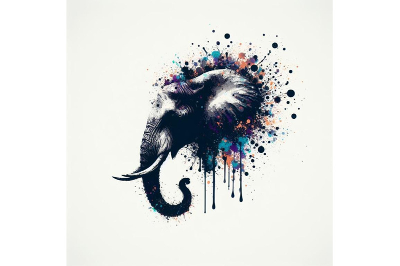 bundle-of-abstract-splash-art-poster-of-elephant-head