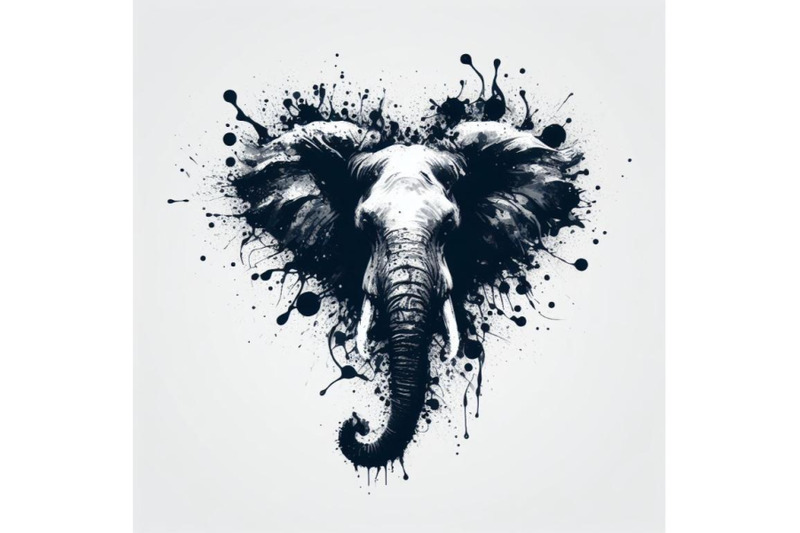 bundle-of-abstract-splash-art-poster-of-elephant-head