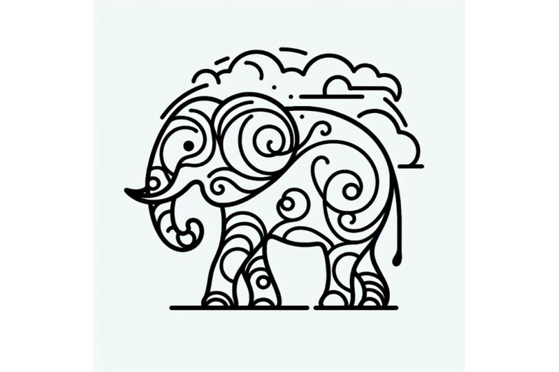 bundle-of-hand-drawn-elephant-icon-one-line-art