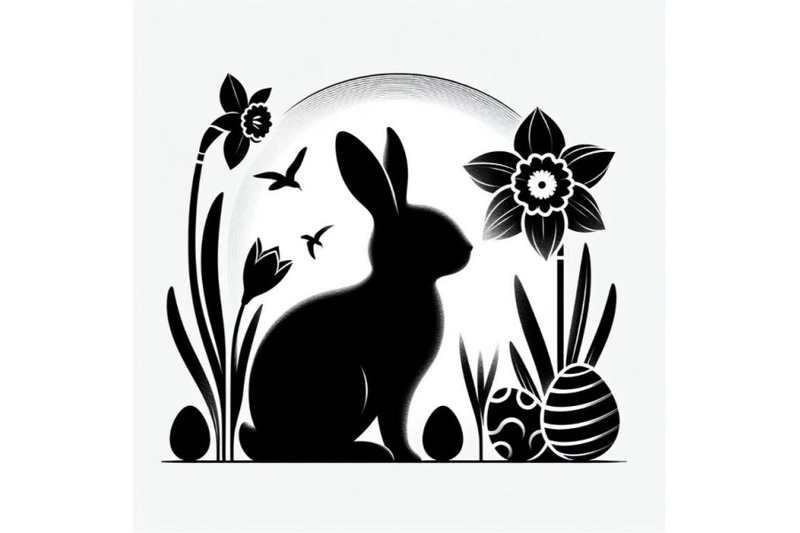 bundle-of-abstract-bunny-eggs-blooming-narcissus-flower