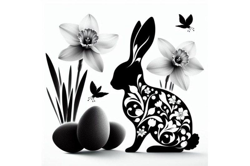 bundle-of-abstract-bunny-eggs-blooming-narcissus-flower